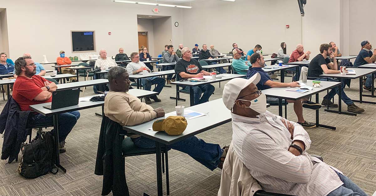 Students training in OU's educational resources classroom